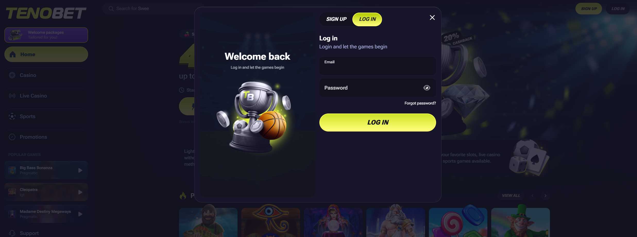 Login at TenoBet